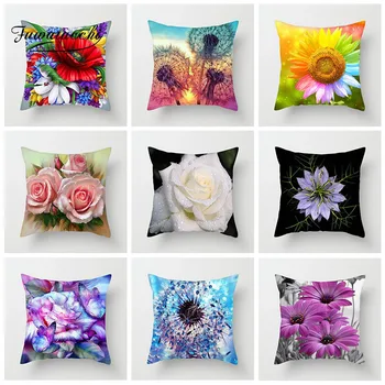 

Fuwatacchi Gorgeous Flowers Cushion Cover Colorful Flower Sunflower Pillows Cover For Car Home Room Chair Decoration Pillowcase