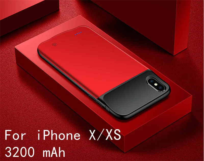 Тонкая батарея чехол для iPhone 6 6s 7 8 Plus power Bank Charing чехол для iPhone X XR XS Max ударопрочный чехол для зарядного устройства - Цвет: iX-Red