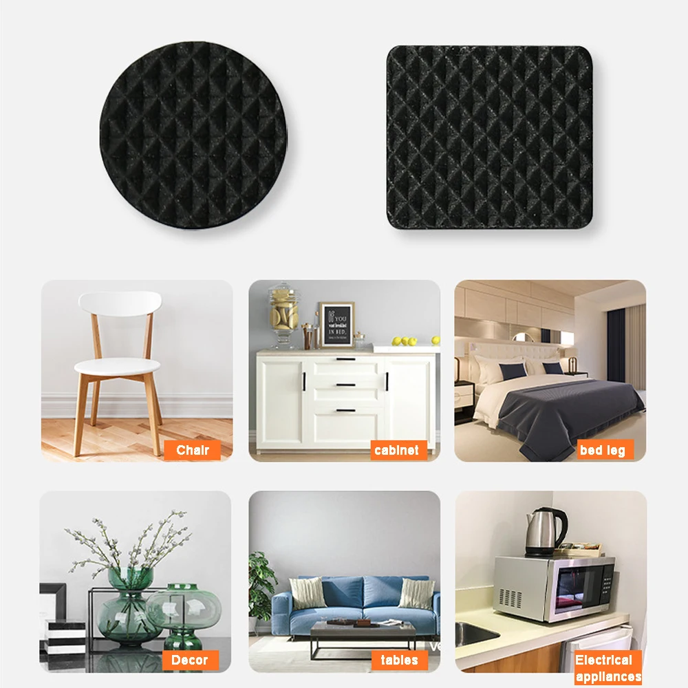 Round & Square Anti Slip Floor Protect Pads Self Adhesive Chair Table Furniture Feet Pads whalehouse