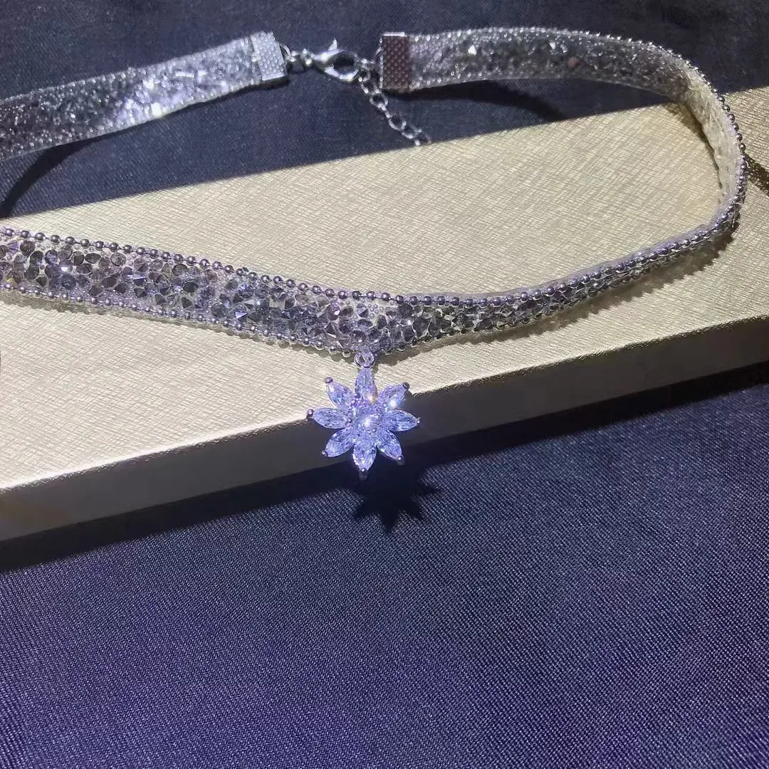 925 Серебряное корейское простое модное индивидуальное супер сказочное хрустальное ожерелье ключица цепь аксессуары для шеи