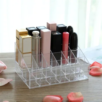 

Acrylic Transparent Nail Polish Eyebrow Pencil Showing Stand Makeup Plastic Cosmetics Storage Box Desktop 24-Grid Lipstick Holde