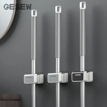

GESEW Wall Mounted Bathroom Organizer Multifunction Mop Hook For Home Punch-free Mop Holder For Kitchen Bathroom Accessories Set