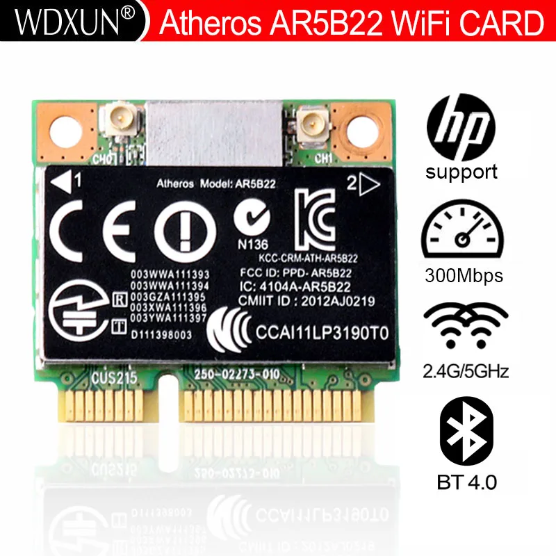 

Беспроводная карта Atheros AR5B22 AR9462 802.11a/b/g/n half Mini PCI-E 2,4G/5G Wifi Bluetooth 4,0 для HP SPS 676786-001