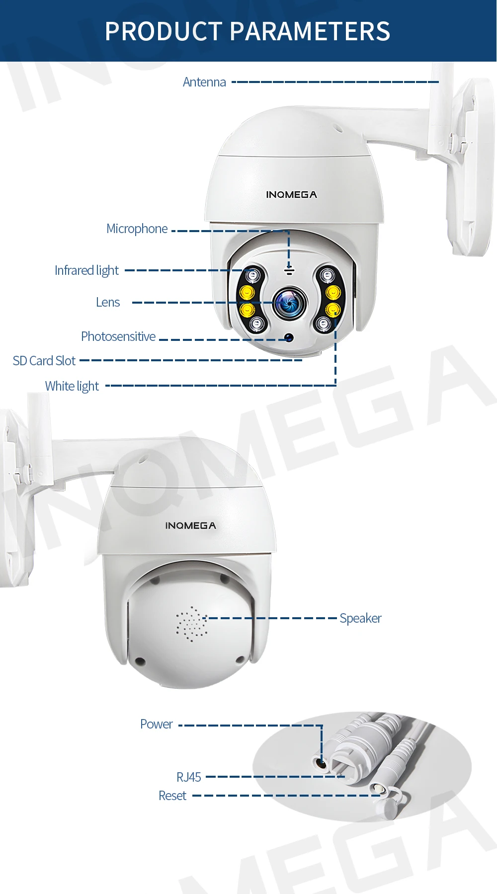 INQMEGA 1080P 1 дюймов Супер Мини PTZ IP камера полноцветная камера ночного видения для улицы и дома WiFi камера видеонаблюдения Onvif H.265