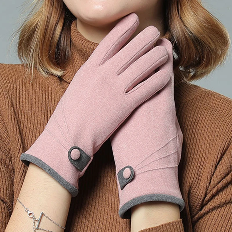 

Pink Touch Screen Gloves Women Winter Warm Outdoor Driving Gloves High Quality Sports Cycling Mittens Guantes Invierno Mujer