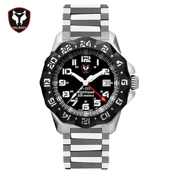

Mens Watches Sport Quartz Watch Military Diving Watch Men GMT Stainless Steel 200M Waterproof Swim Diver Military Watch Mens