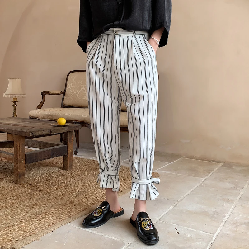 Streep Linten Rechte Broek Mannelijke Mode Japan Stijl Joggingbroek Wijde Pijpen Broek уличная хип хоп Losse Joggers Mannen