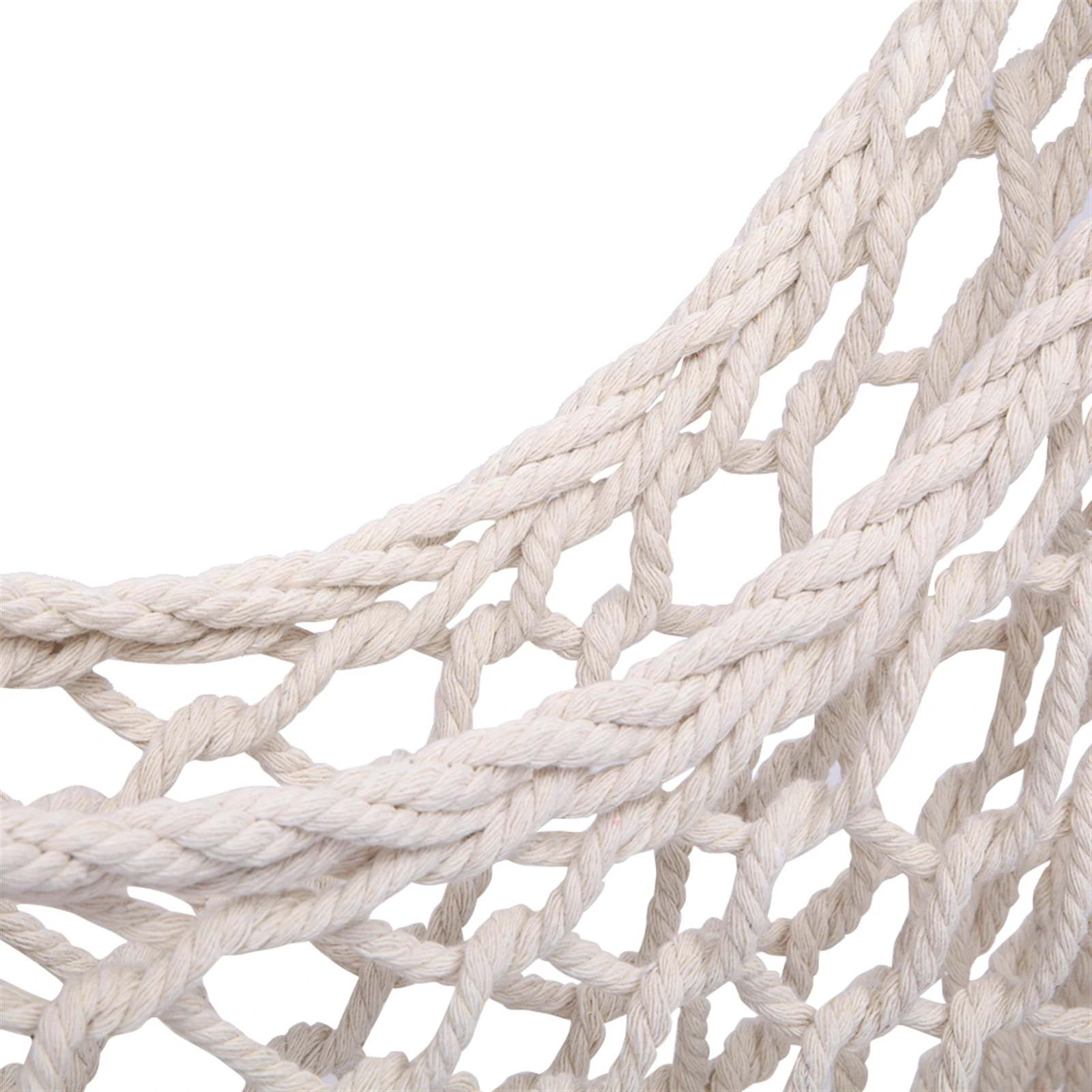 Cotton Rope Net Hammock Chair Set with Wooden Stick Beige Bohemia Style Hanging Hook Safety Bedroom Garden Tree Hanging Seats