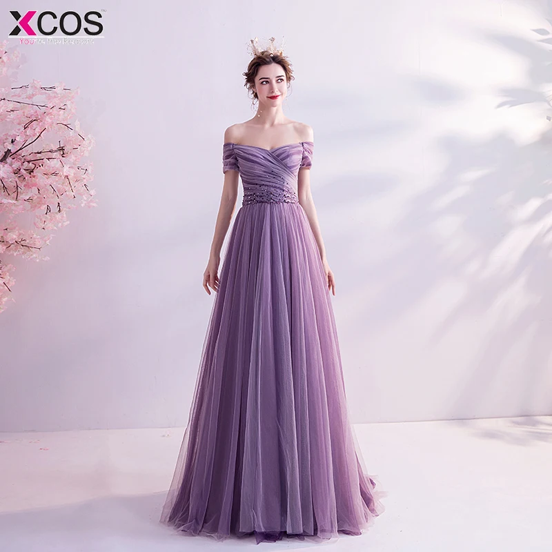 Robe De Soiree бисерные фиолетовые Вечерние платья Длинные без бретелек А-силуэта с открытыми плечами Вечерние платья женские элегантные платья
