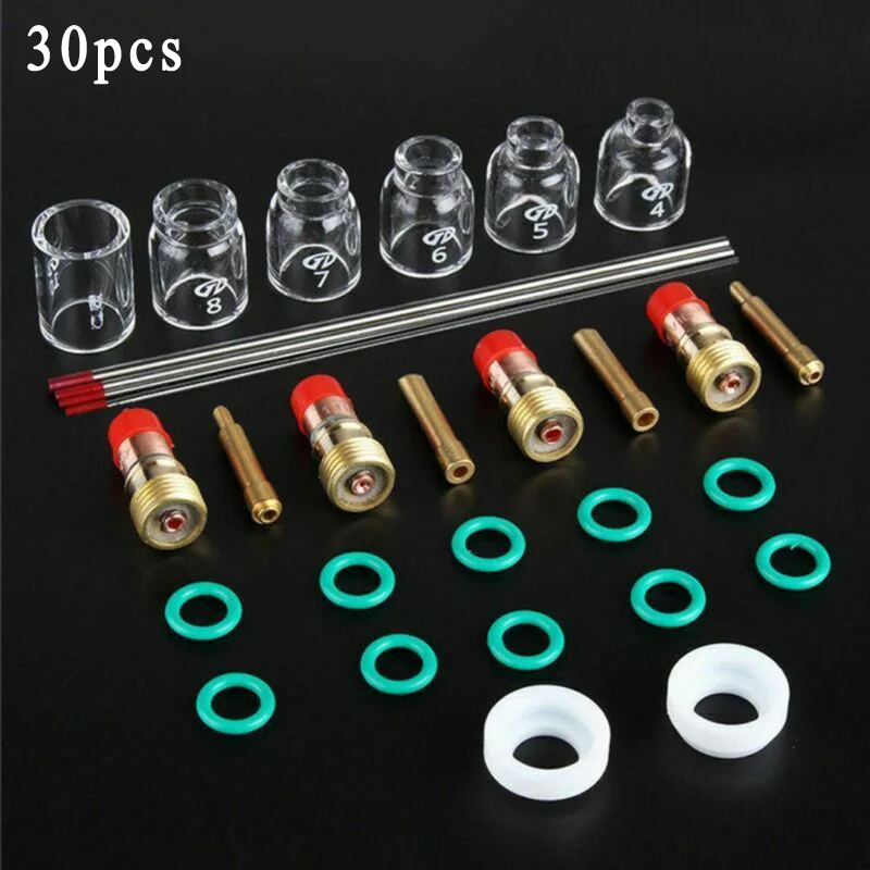 Welding TIG Torch Stubby Gas Lens Heat Resistant Glass Cup Kit For WP-17 18/26 WSP-04006 O-rings Semi-automatic Welding Parts