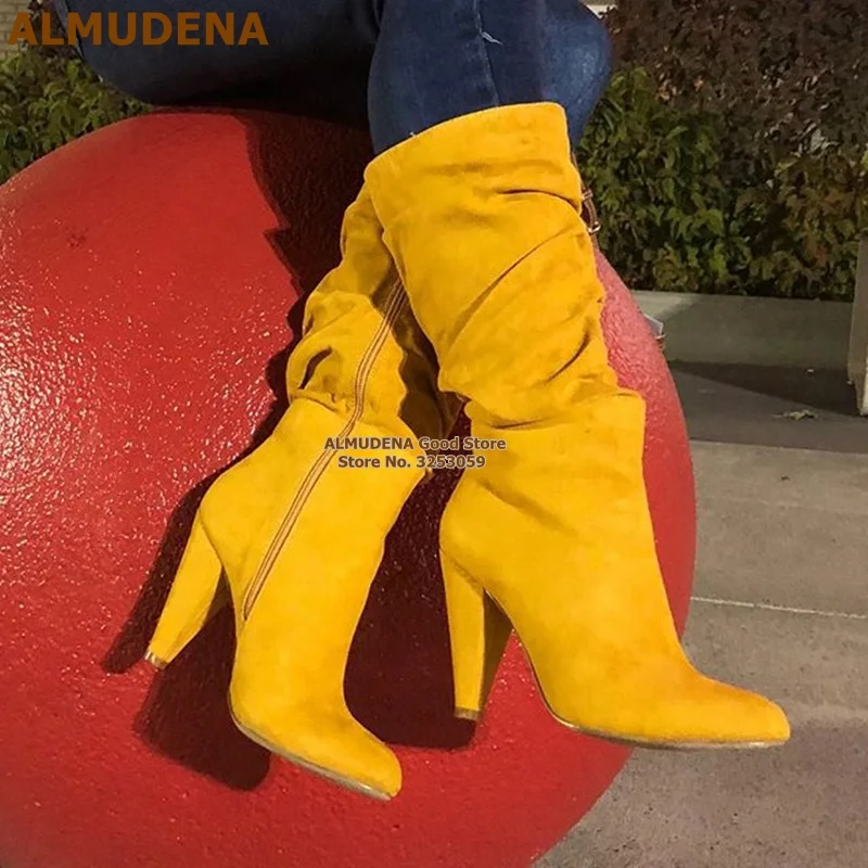 yellow suede boots