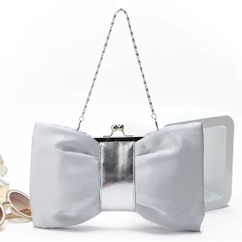 

New Tide Bow Pu Fashion Chain Dinner Bag Clutch Bag Diagonal Small Female Bag Bride Bag
