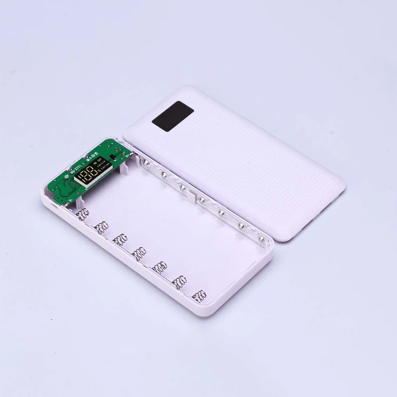 Самодельный внешний аккумулятор, чехол, коробка для зарядки аккумулятора, чехол, цифровой дисплей, зарядная коробка, внешняя оболочка - Цвет: White No Battery