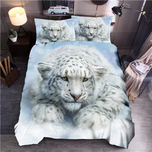 Набор постельного белья с принтом белого тигра, леопардовое одеяло с животным, набор пододеяльников, пододеяльников - Цвет: 4