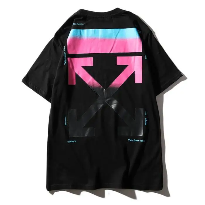 Градиентная печать arrow 19SS Off-White OW мужские/женские модели влюбленных пар хлопок Мода Повседневная футболка с круглым вырезом и коротким рукавом