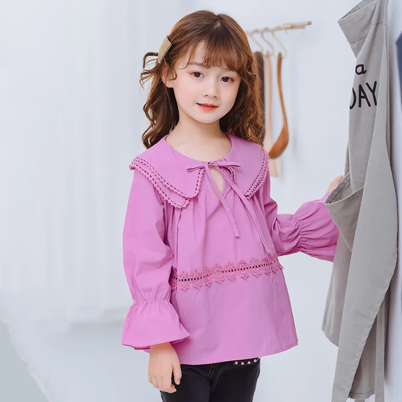 

2020 Spring And Autumn Girls Bow Shirt Female Baby Long-sleeved Cardigan Tops fan ling chun mian shan Trend-Style