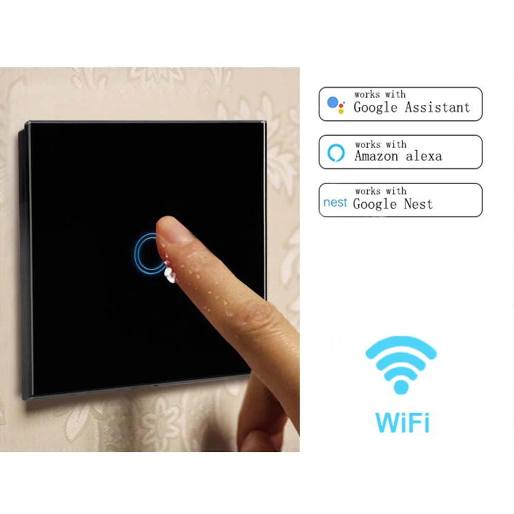  EU Standard 1/2/3Gang 1 Way WiFi Touch Switch Smart Wall Switch Single Live Line Crystal Glass With - 33051472363