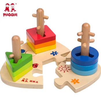 

Kids Wooden Montessori Puzzle Toy Children Educational Shape Sorting Block For Toddler PHOOHI