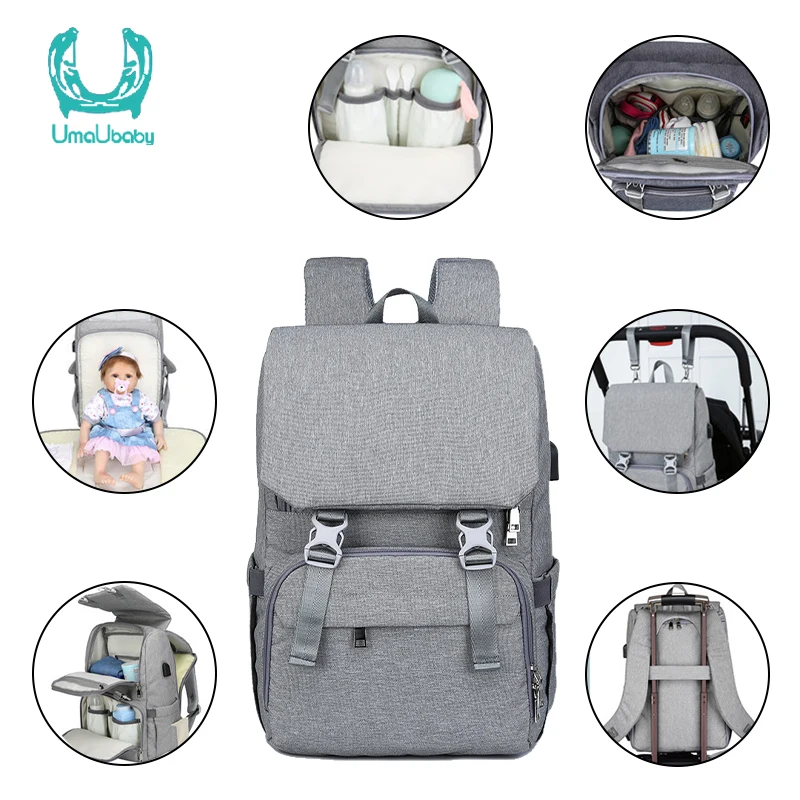 

Umaubaby Mummy Maternity Nappy Bag USB Diaper Bag Mummy Large Capacity Stroller Bag Backpack Nursing Bag For Baby Care
