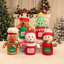 Boîte à bonbons de noël avec décor père noël/bonhomme de neige/Elk/elfe, pot à biscuits au chocolat en tissu Non tissé, joli cadeau