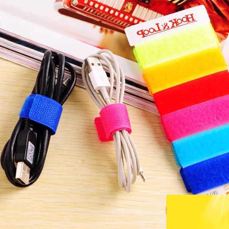 6pcs Velcro Cable Tie Backtoback Reverse Buckle Selfadhesive Computer Data Cable Charging