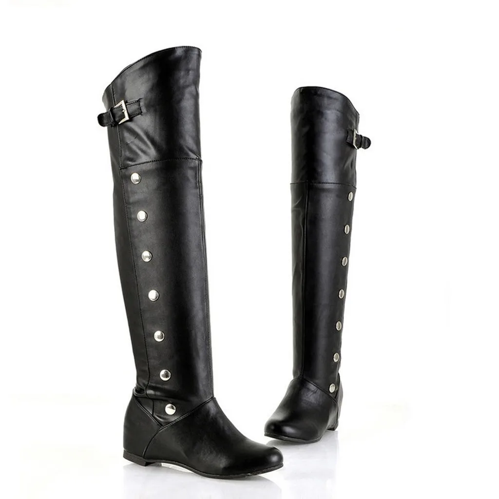 SAGACE Women Knee High Boots Autumn Winter Leather Long snow Boots fashion Comfortable warm winter shoes woman high kneeboots#4