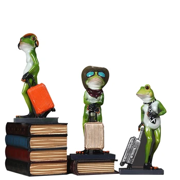 

Nordic Retro Frog Sculpture With Trunk Home Decoration Miniature Model Handmade Resin Figurine Desk Decor Children Toys Ornament