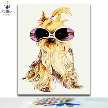 

DIY painting by numbers cool cut sunglasses dog animals pictures colors by numbers in colors with kits for adults for hoom