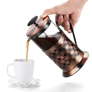 

2019 1L French Presses Pot Glass Coffee Pots Hollow Cafetiere French Filter Press Hand Coffee Pot Coffee Tea Pot Press Plunger