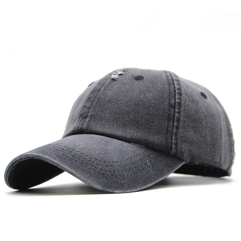

Men Women Baseball Caps Ripped Destroyed Hole Denim Cotton Hats Youth Cool Hip hop Snapback Sun Cap Autumn Street Men's Hat