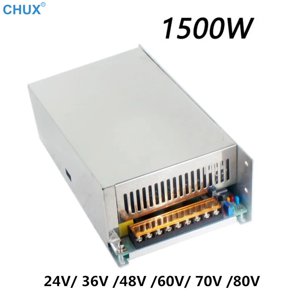 Chux-single Output Switching Power Supply 1500w 24v 36v 48v 60v 70v 80v ca dc 110v 220v Tira do Transformador Led Smps