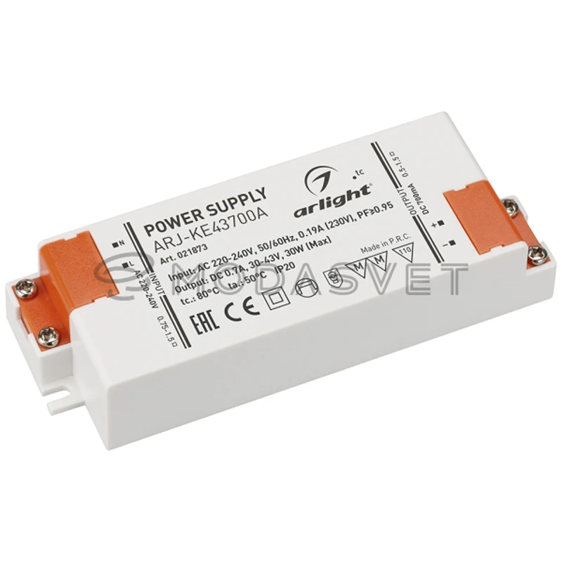 Блок питания ARJ-KE43700A (30W 700mA PFC) ( IP20 Пластик 5 лет) | Лампы и освещение
