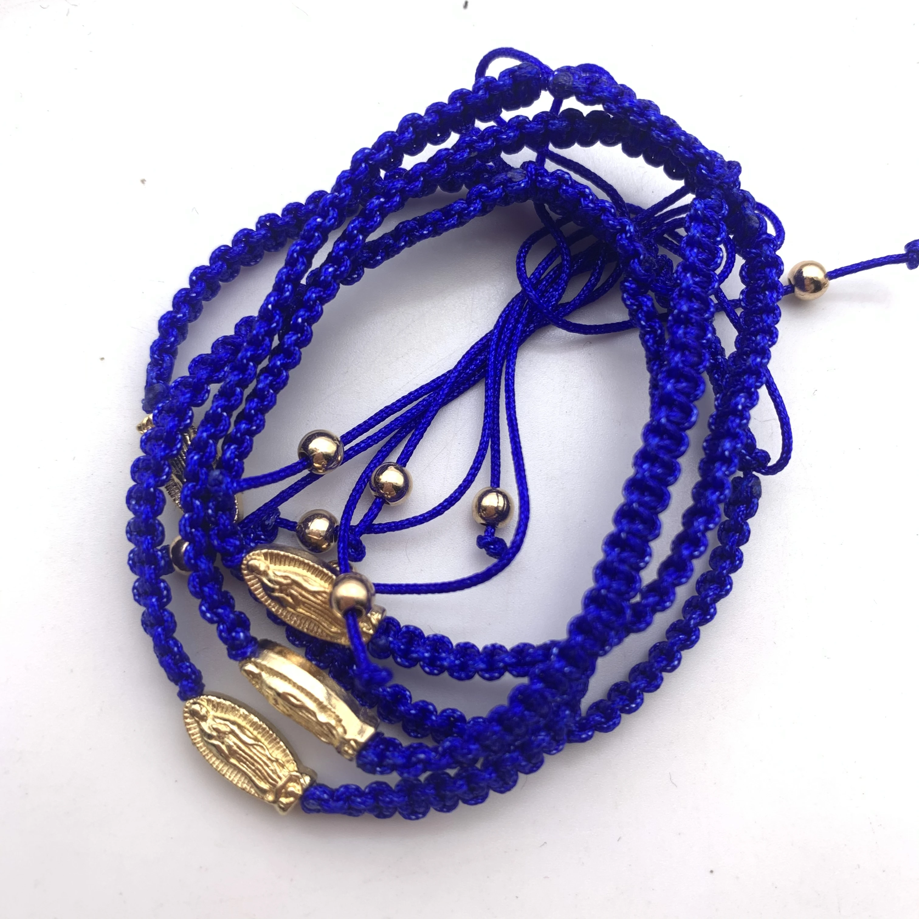 Handwoven Golden Virgin Statue Religious Prayer Bracelet Religious