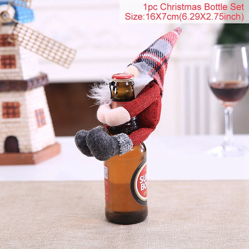 QIFU, Рождественская Крышка для бутылки вина, Чулки со снеговиком, рождественский подарок, сумки, Рождественский упаковочный мешочек, Navidad, подарки на Рождество, год - Цвет: Wine bottle set 9