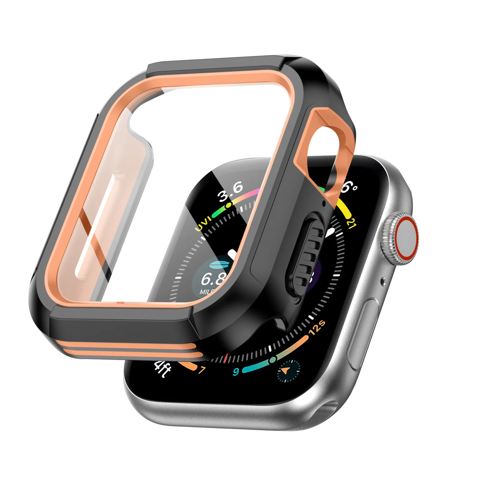 

Водонепроницаемый чехол для часов + стекло для Apple iWatch серии 7 6 SE 5 4 3 2 44 41 45 40 мм PC TPU полная защита для iWatch 7 Чехол