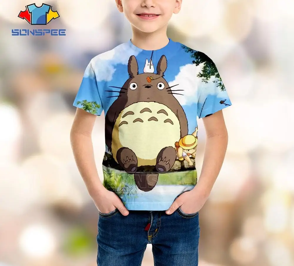 Футболка с аниме «Tonari no Totoro» Детский свитер для подростков детский топ в стиле хип-хоп с короткими рукавами и 3D принтом для мальчиков и девочек, Модный пуловер для малышей, C098 - Цвет: 5