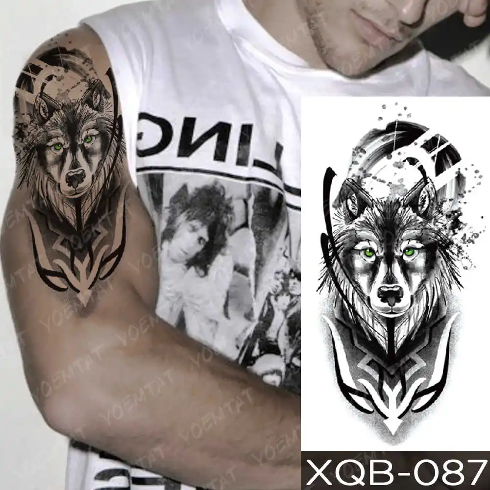 Dragon Wolf Tiger Animal Waterproof Temporary Tattoo Sticker Man Arm Leg Tato Body Art Fake Tatto Water Transfer Tatoo Women