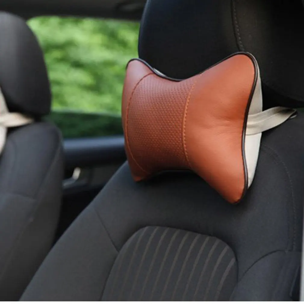 Adjustable Headrest Pillow Cushion Pad Car Seat Neck Pillow Car Headrest Pillow Pu Leather Head Neck Rest Pillow