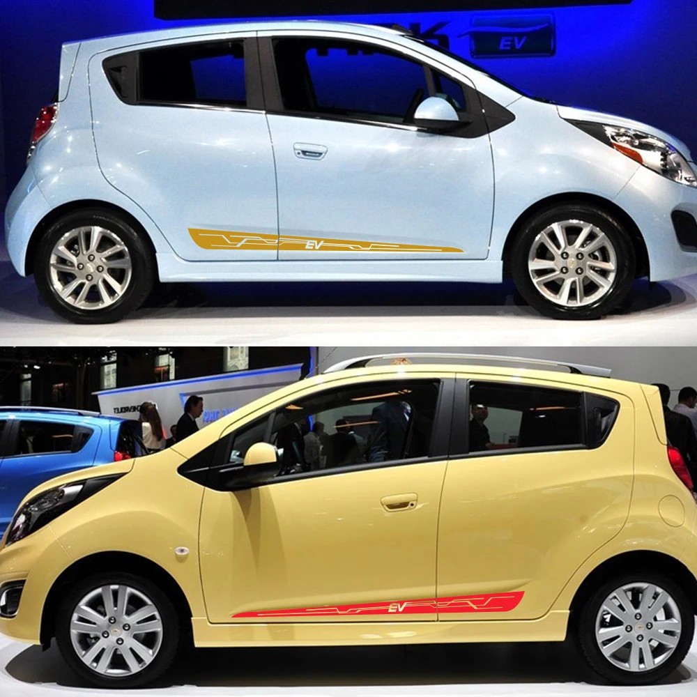 2 шт. для Chevrolet Spark автомобильные боковые наклейки на дверь авто Спортивная графика виниловая пленка наклейки автомобильный Стайлинг автомобильные принадлежности для тюнинга