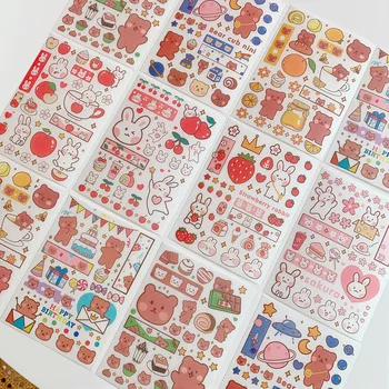 

2kinds cute bunny bear stickers DIY scrapbooking primer collage mobile phone computer happy planner decorative stickers