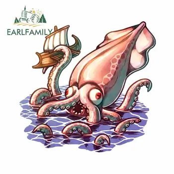 

EARLFAMILY 13cm x 12.4cm for Kraken Norwegian Shipwreck Anime Car Stickers Windshield Cartoon Decal for Bumper Air Conditioner