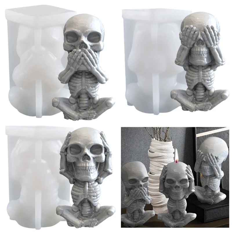 

3D череп свечи эпоксидная смола, форма DIY Хэллоуин скелет моделирование силиконовая форма