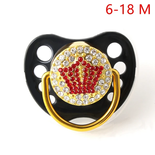 Black 6-18M Красная корона, пустышки для детей 0-18 месяцев, Детские пустышки, BPA бесплатно, шикарные пустышки, пищевая пустышка, детские соски - Цвет: Black 6-18M