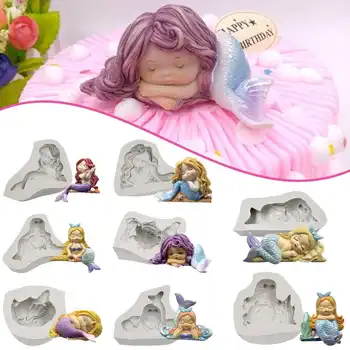 

1PCS 3D Mermaid Tail Fondant Mold Silicone Mold Chocolate Candy Molds Sea Kitchen Baking Tools Decorating Baking Tools