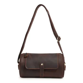 

Retro Genuine Leather Men Bucket Casual Bag Crossbody Shoulder Messenger L9BE