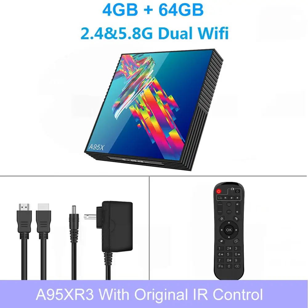 ТВ приставка Android 9,0 A95XR3 Rockchip RK3318 4 Гб ОЗУ 64 Гб ПЗУ 4K Netflix Youtube Plex HBO LEMADO Smart Android tv Box - Цвет: 4G 64G