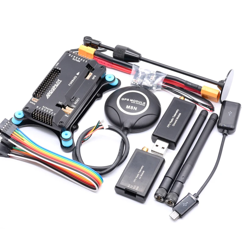Apm2.8 apm 2.8 controlador de vôo + m8n gps módulo de potência suporte gps amortecedor rádio telemetria para rc quadcopter multicopter