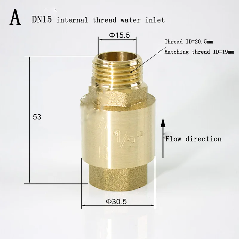 Латунный обратный клапан односторонний обратный клапан G1/2 G3/4 G1 Мужская/Внутренняя резьба 1.6MPA вертикальный обратный клапан