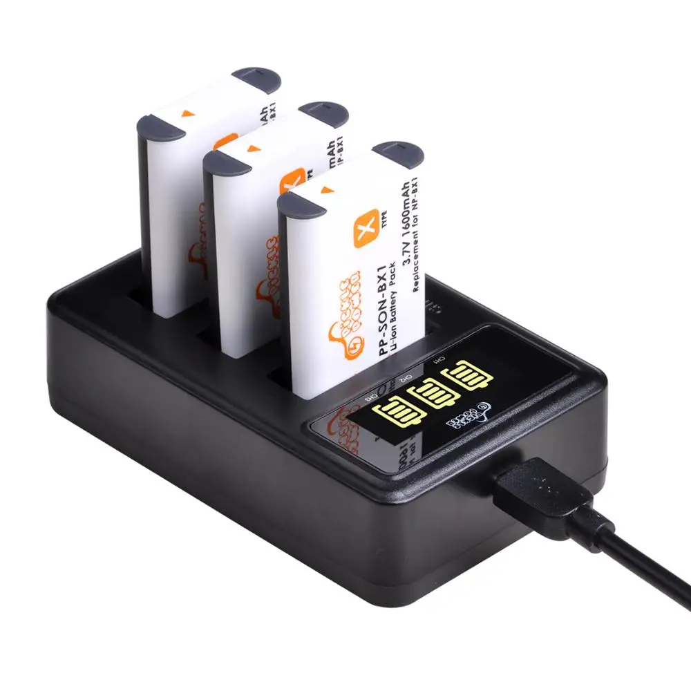 NP BX1 батарея + 3 слота светодиодное зарядное устройство для Sony FDR X3000R RX100 AS100V AS300 HX400