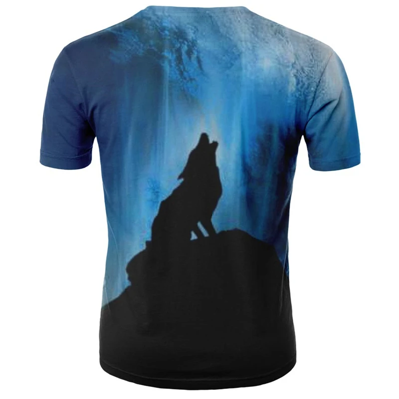 Мужская одежда, 3D принт волка, летняя повседневная футболка с коротким рукавом и круглым вырезом, трендовая Мужская футболка с принтом животных
